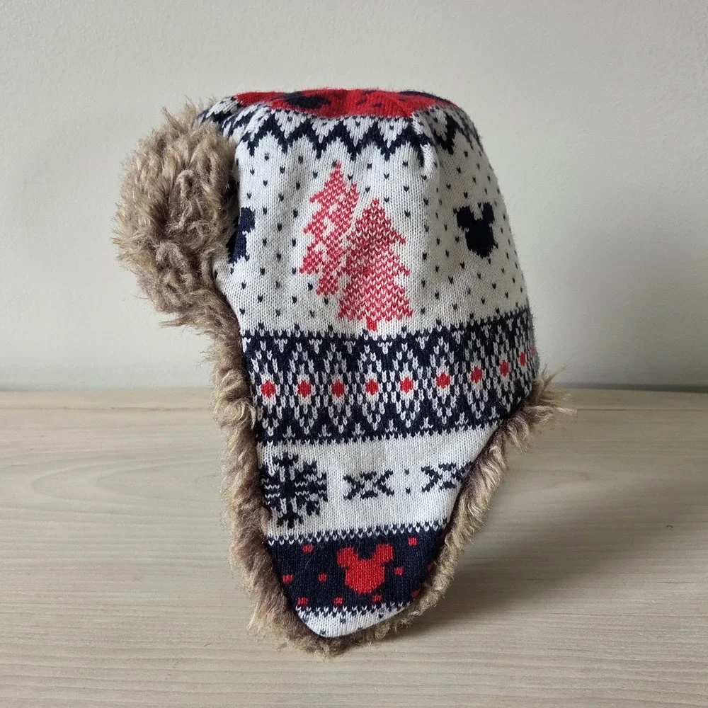 BabyGap Disney Mickey Mouse Toddler Trapper Hat Fair Isle Faux Fur Winter 4T 5T